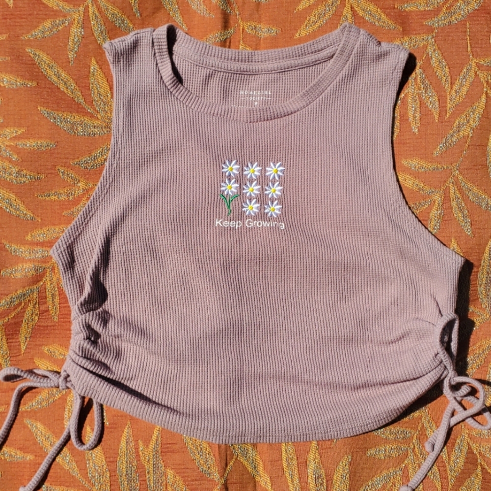 Keep Growing Lavender Crop Top with Daisies